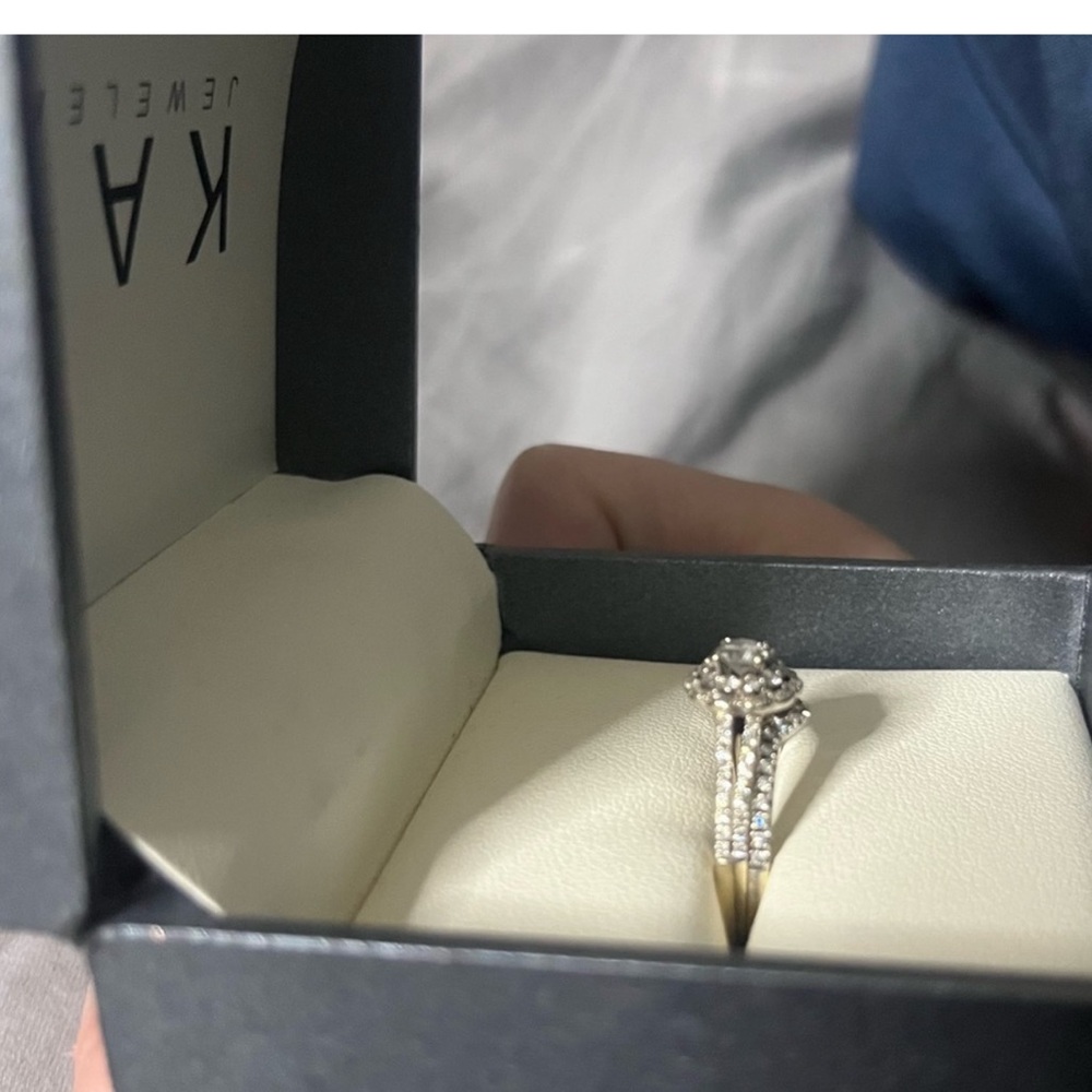 5/8 cttw Adrianna Papell Diamond Engagement Wedding set 14K White Gold size 7 - Picture 5 of 9